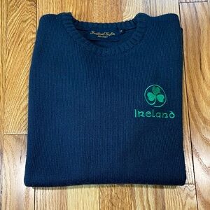 Navy Ireland Sweater with Embroidered Green Shamrock
